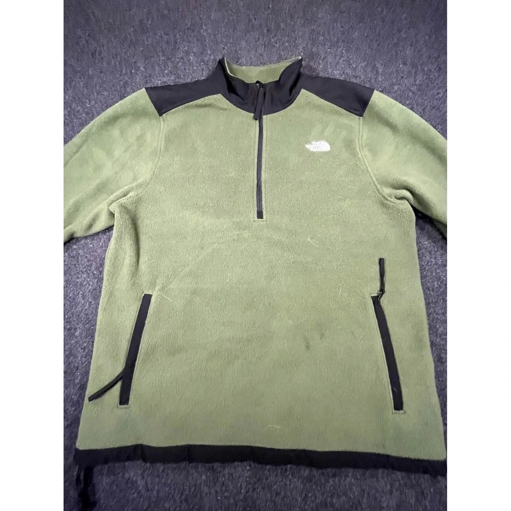 The North Face Alpine Polartec Jacket Mens Medium Olive Green Fleece Quarter Zip